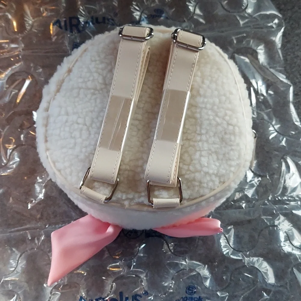 Polar Bear Plush Mini Backpack - White & Pink 6.5